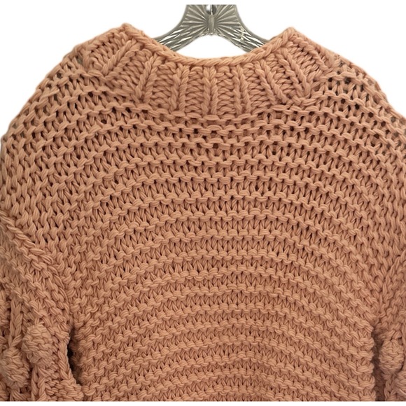 Goodnight Macaroon Chunky Knit‎ Pompom Sweater One Size Fits Most Soft Pink - Picture 2 of 5